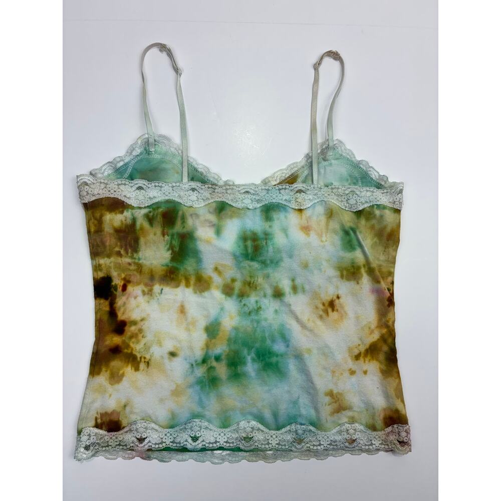 Vintage Y2K Mossimo Boho Lace Trim Tie Dye Cami Spaghetti Strap Tank Top M - Picture 5 of 6